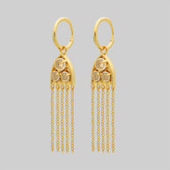 Gold Glass Drop Earrings Gothic Cathedral Window Style