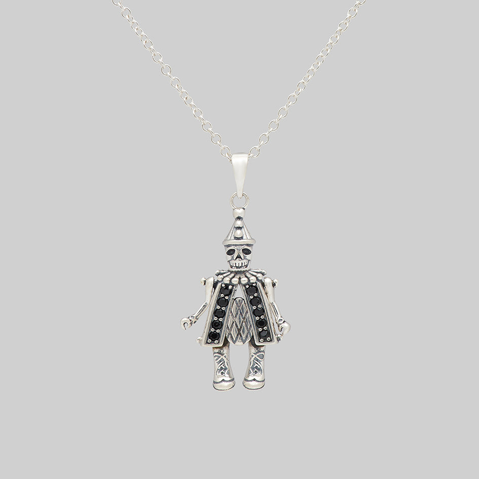 HARLIE. Black Spinel Clown Necklace - Silver | REGALROSE