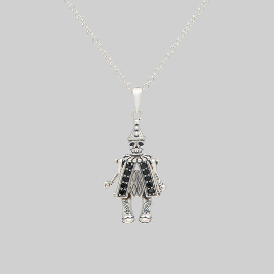 HARLIE. Black Spinel Clown Necklace - Silver