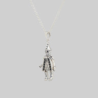 silver skull clown charm gothic whimsy necklace