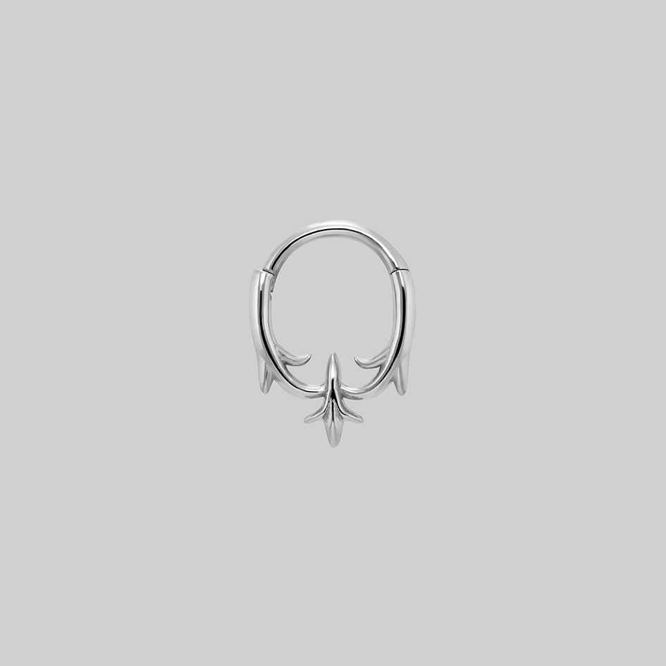 Hault silver heraldic lily septum clicker ring, clicker closed