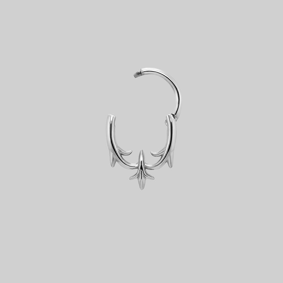 Hault silver heraldic lily septum clicker ring, clicker open