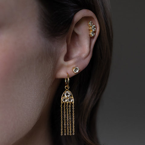 reverent earrings silver gold drop cathedral tracery