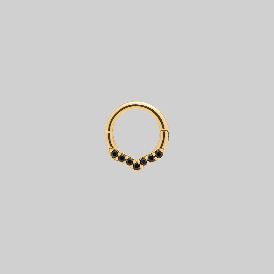 gold black gemstone gothic septum clicker ring
