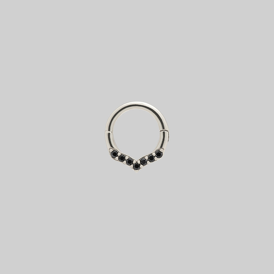 silver black gemstone septum clicker