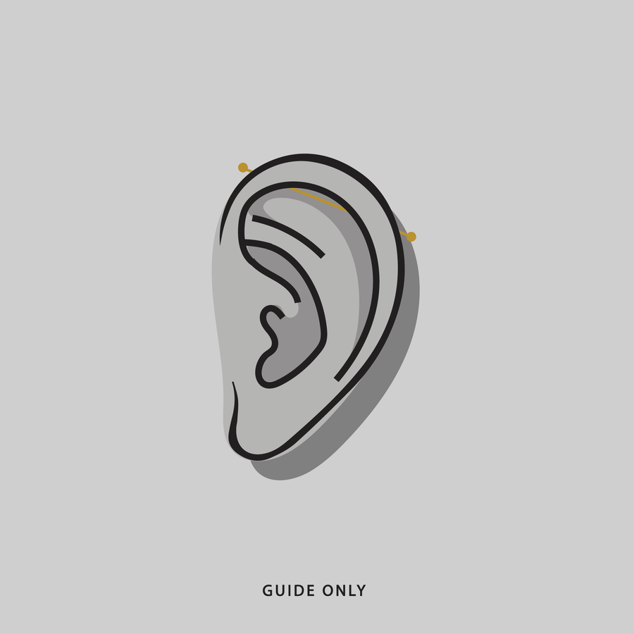 Titanium Straight Barbell - Gold Guide image of an industrial piercing in gold
