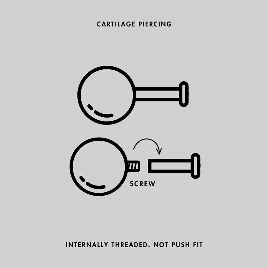 Titanium Curved Barbell - Gold Internally Threaded Cartilage Diagram
