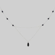 silver black glass ornate gothic necklace