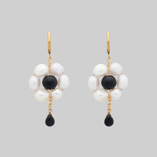 LILLIAN. Pearl Daisy Hoop Earrings - Gold