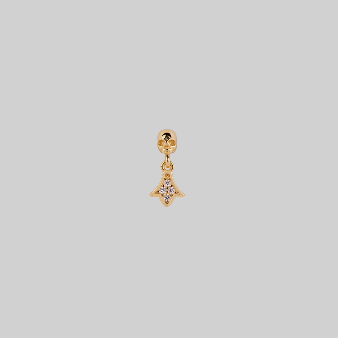 skull and fan drop stud gold earring