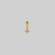 skull and fan drop stud gold earring