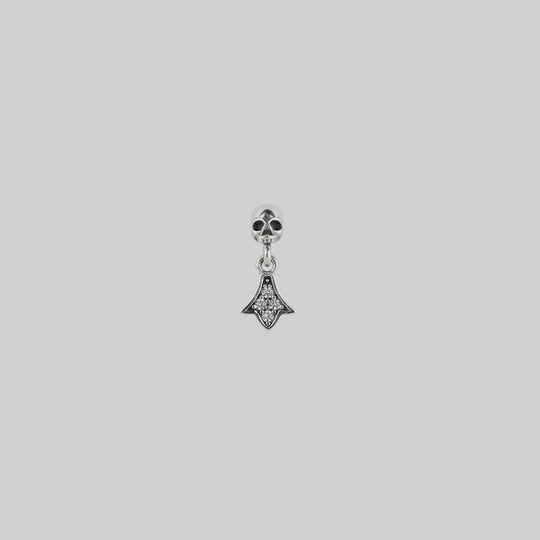 LUX. Skull & Fan Drop Stud Earring - Silver