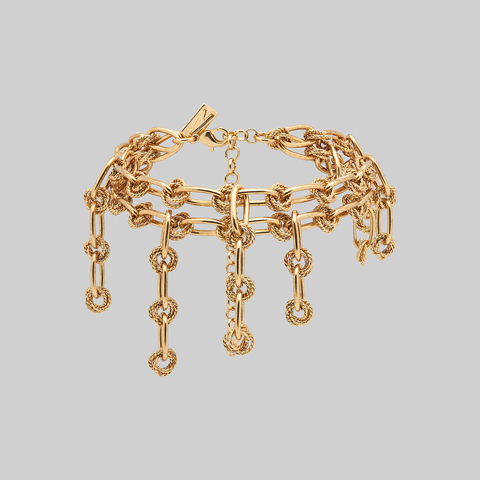 gold double chain twisted chunky bracelet