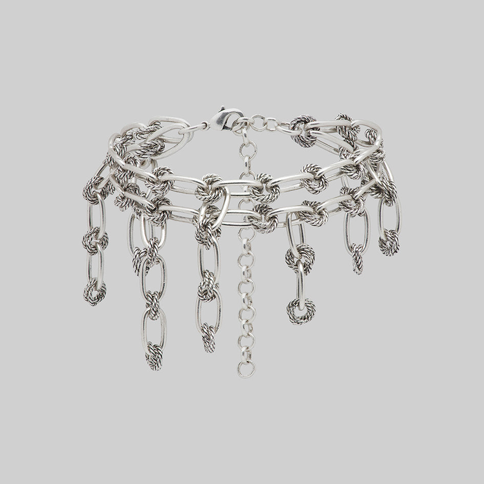 Silver twisted chunky chain gothic bracelet