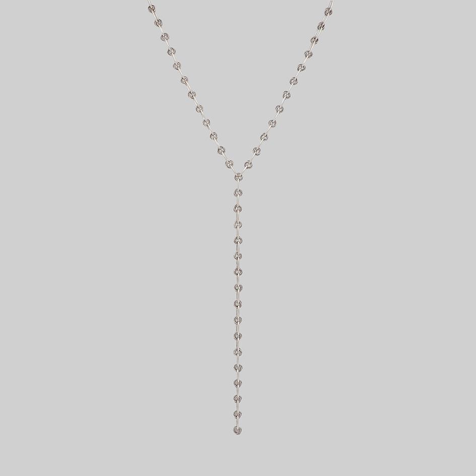 silver twisted rope ornate chain drop necklace