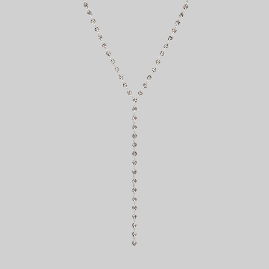 silver twisted rope ornate chain drop necklace