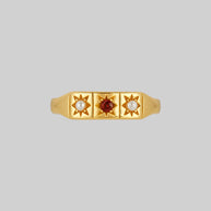pearl and garnet star set band ring