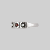 sterling silver pearl and garnet trilogy ring