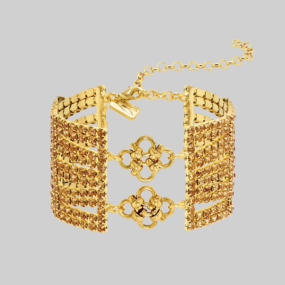 Maryse gold chainmail dazzle chain single bracelet, front view
