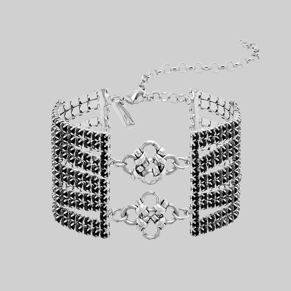 Maryse silver chainmail dazzle chain single bracelet, front view