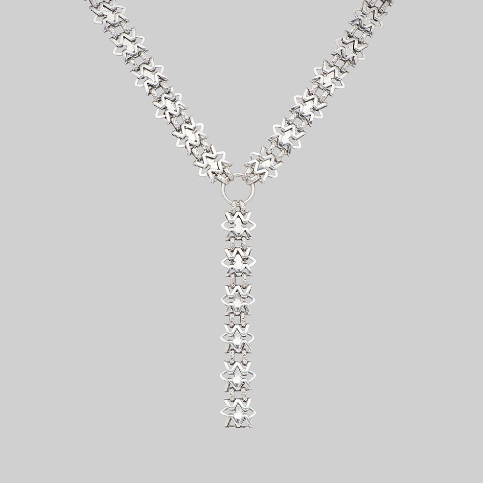 silver lariat statement chunky chain necklace