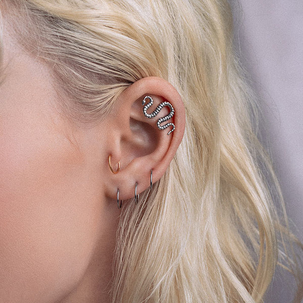 MINERVA. Snake Stud Earring Silver REGALROSE
