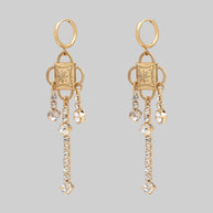 gold gothic sparkle hoop long earrings