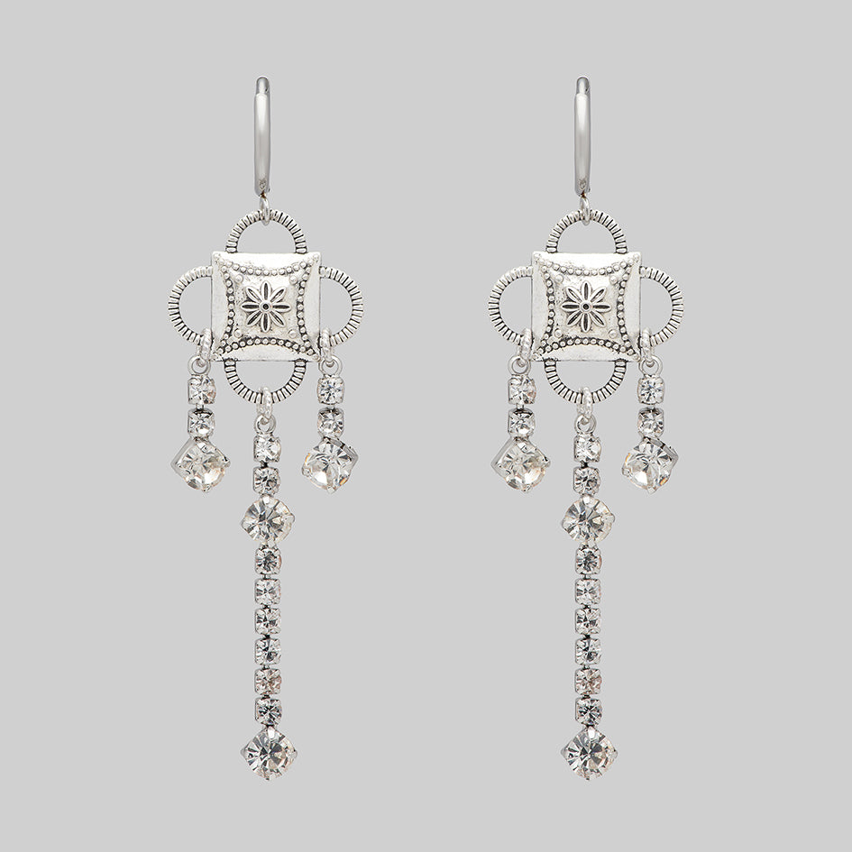 silver sparkle statement gothic earrings