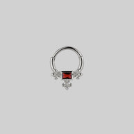 silver medieval garnet septum daith forward helix clicker ring