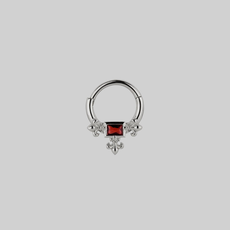 silver medieval garnet septum daith forward helix clicker ring