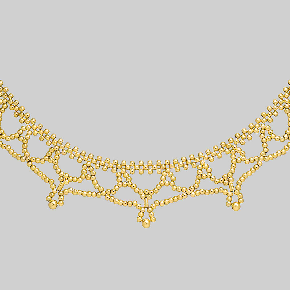 Ninette 18k gold plated tracery metal beaded collar