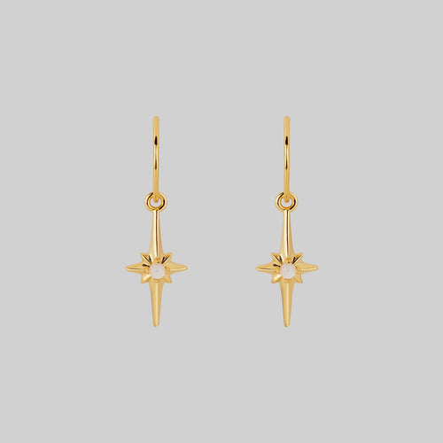 OPHELIA. Medieval Cross Hoop Earrings - Gold