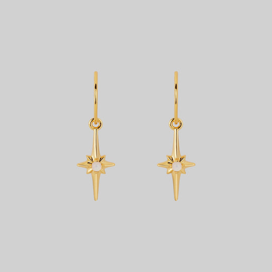 NOVA. Star Flare Opalite Hoop Earrings - Gold