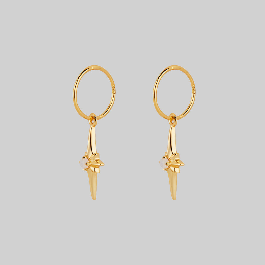 NOVA. Star Flare Opalite Hoop Earrings - Gold star flare opalite hoop earrings gold