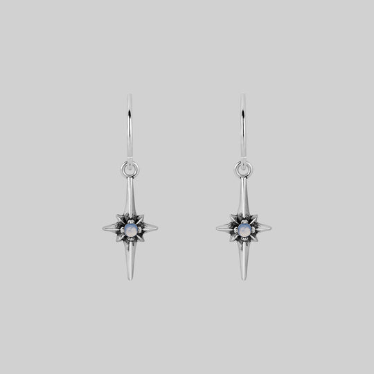NOVA. Star Flare Opalite Hoop Earrings - Silver