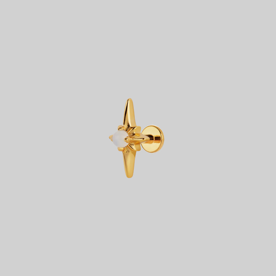 NOVA. Star Flare Opalite Stud Earring - Gold cosmic star cartilage stud earring gold