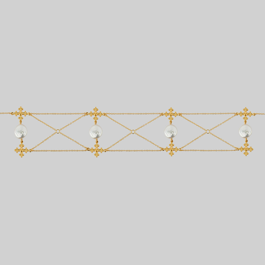 OPHELIA. Medieval Cross Choker - Gold