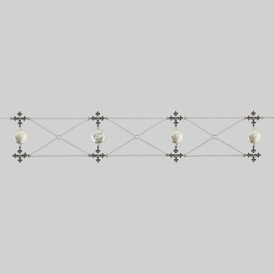 OPHELIA. Medieval Cross Choker - Silver