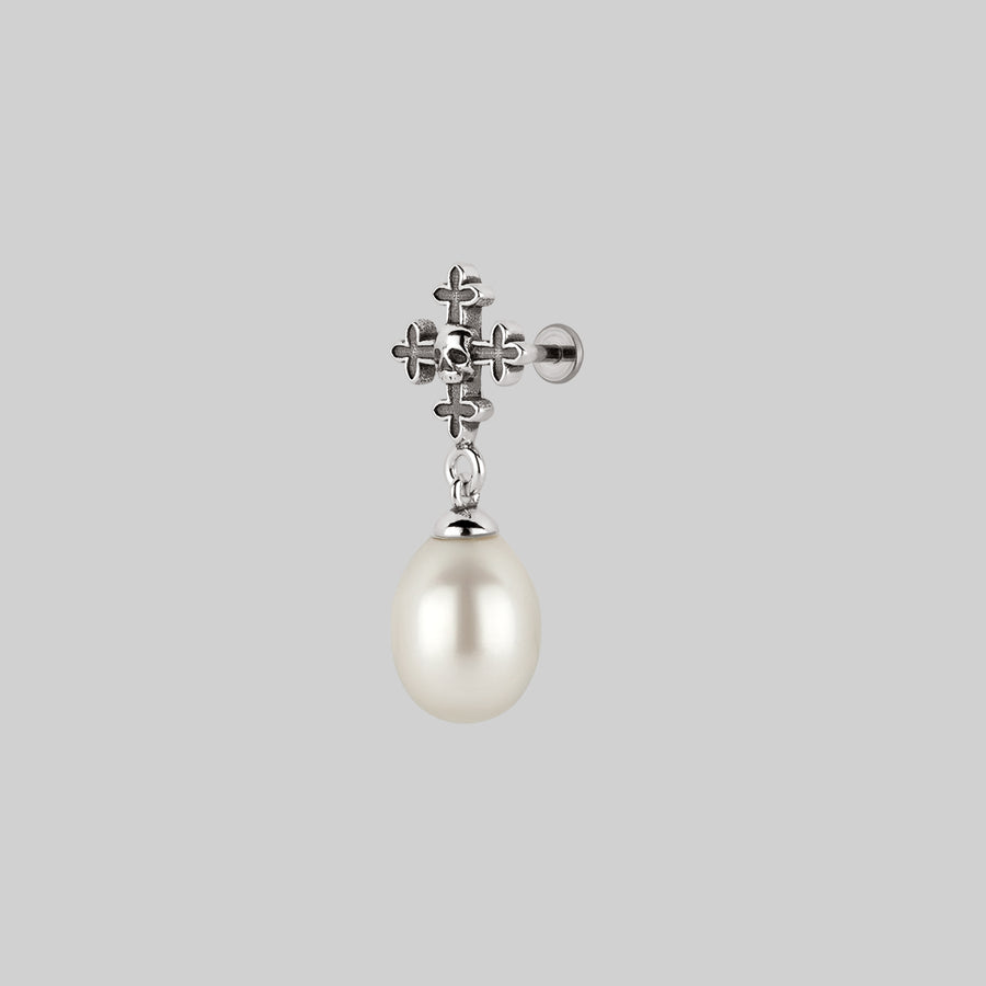 OPHELIA. Medieval Cross Stud Earring - Silver medieval cross stud earring