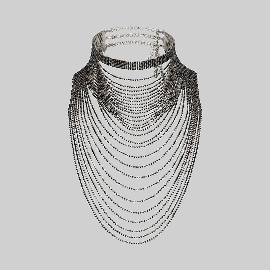 silver multi layered sparkle body chain