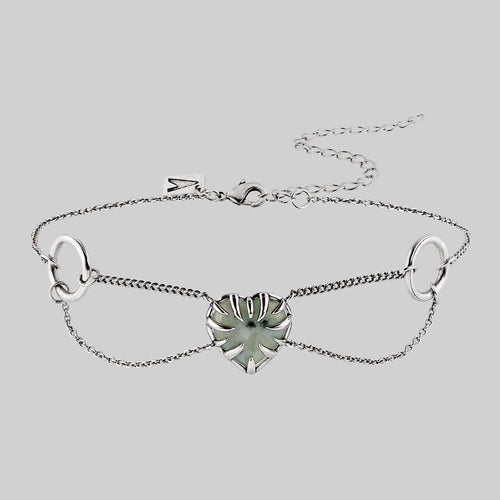 ENOKI. Tiny Mushroom Gemstone Necklace - Silver
