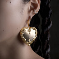 detailed heart hoop earrings