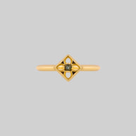 gothic quatrefoil dainty abalone shell ring gold