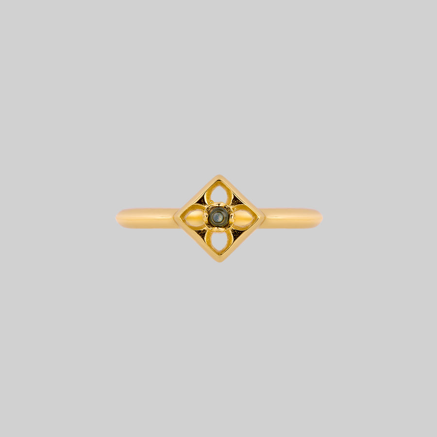 QUEST. Gothic Tracery Abalone Shell Ring - Gold