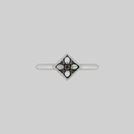 gothic quatrefoil dainty abalone shell ring silver