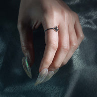 gothic quatrefoil dainty abalone shell ring silver