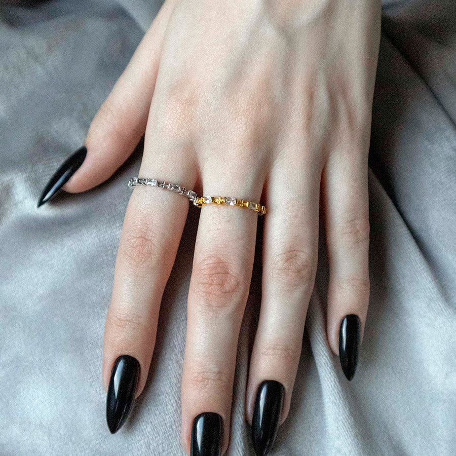 RENE. Gothic Cubic Zirconia Band Ring - Gold gothic cubic zirconia band gold ring