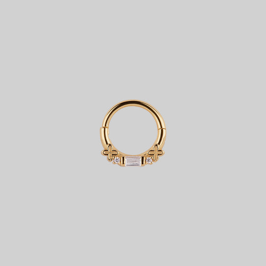 RENE. Gothic Cubic Zirconia Septum Clicker Ring - Gold