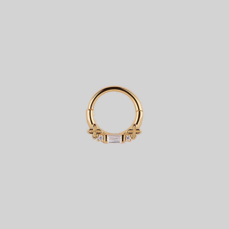 RENE. Gothic Cubic Zirconia Septum Clicker Ring - Gold