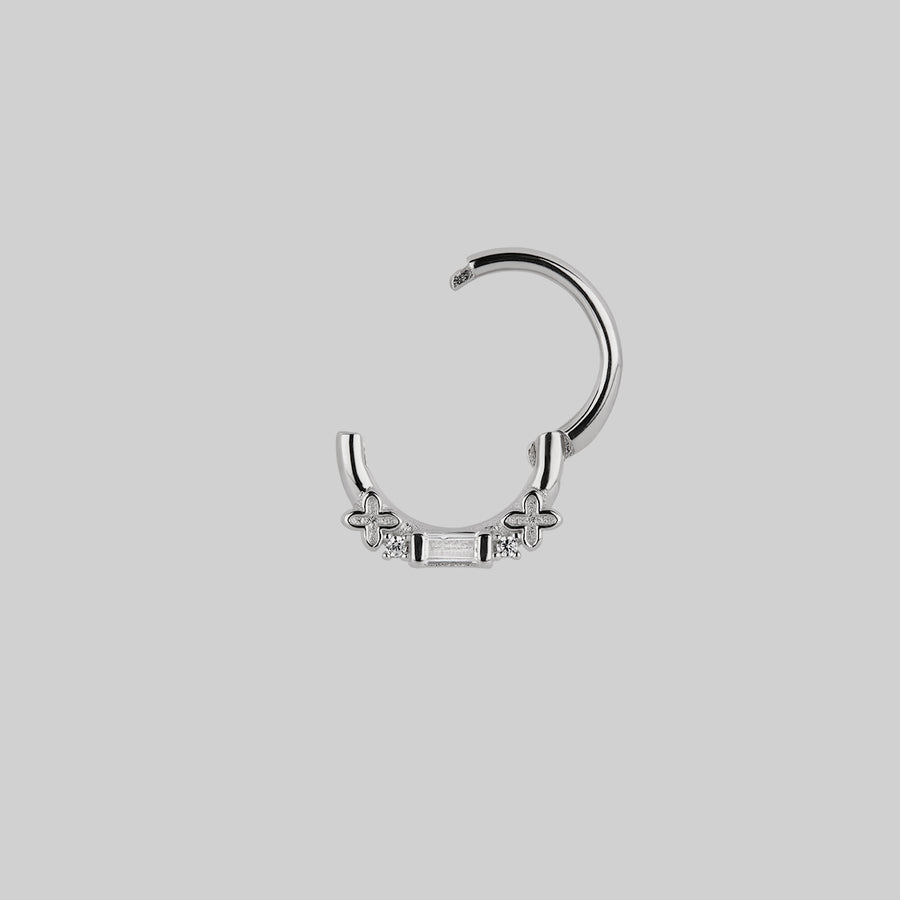 RENE. Gothic Cubic Zirconia Septum Clicker Ring - Silver gothic cubic zirconia septum clicker ring silver